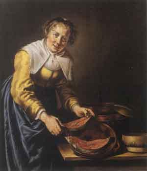 Woman in the kitchen by 
																	Willem van Odekerken