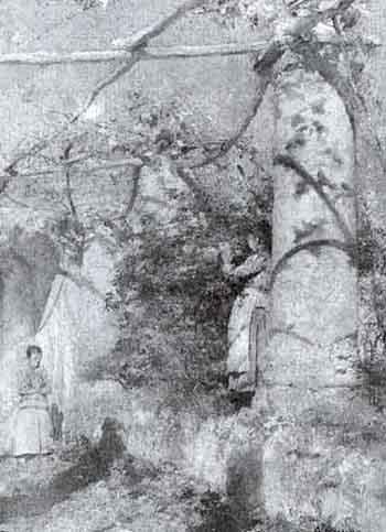 Two girls under a southern pergola by 
																	August Achtenhagen