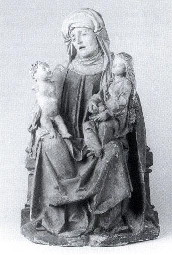 St Ann Selbdritt seated holding the Christ Child and the young Mary by 
																	Hans Ratdolt