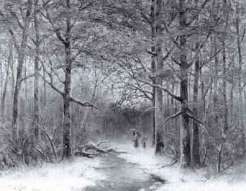 Scene in Odenwald in winter by 
																	Franz Josef Georg Illem