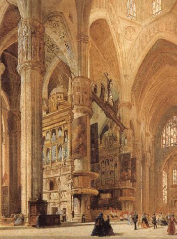 Interior of the Duomo, Milan by 
																	Agostino Caironi