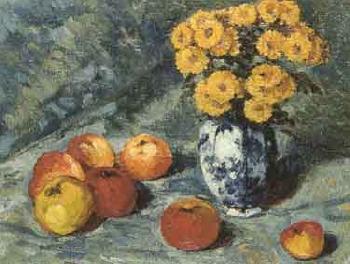 Vase de fleurs aux pommes by 
																	Louis van Ryssel
