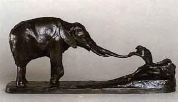 Elephant et petit singe by 
																	Andre Augustin Salle