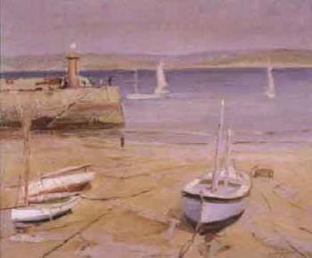 Low tide, St Ives harbour by 
																	Herbert Truman