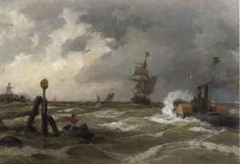 Ships at rough sea by 
																	Albert Halle