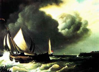 Stormy Dutch port by 
																	Leo van der Waart