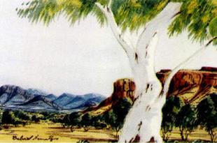 Central Australian landscape by 
																	Gabriel Namatjira