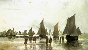 Le retour des pecheurs aux sables d'Olonne by 
																	Henri Paillard