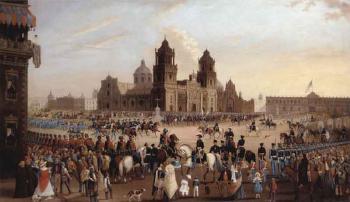 Winfield Scott marching into Mexico City by 
																	William Ellis