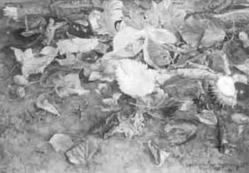 Still life of leaves by 
																	Ernestin Lechner Oosterman