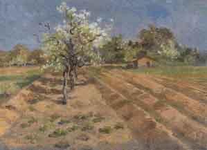 Fruit trees blossoming in the field border by 
																	Ernst Emil Renck