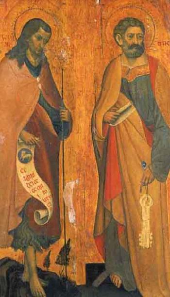 Saint John the Baptist and Saint Peter by 
																	 Niccolo di Pietro