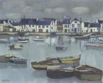 View of Guilvinec harbour and adjacent houses in Brittany by 
																	Roger Kathy