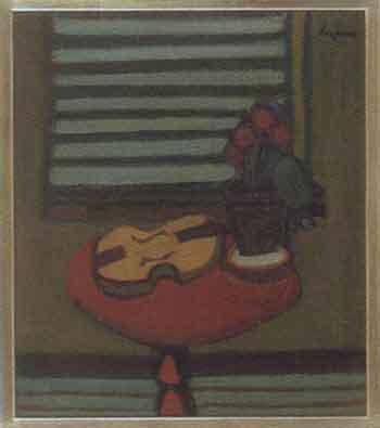 Violin on red table by 
																	Ivan Jordell