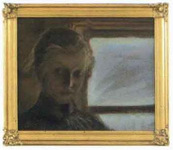 Girl by window by 
																	August Johnsson