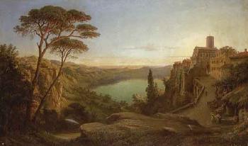 View from Palazzo Orsini in Nemi over Lake Nemi towards the sea by 
																	George Osterwald