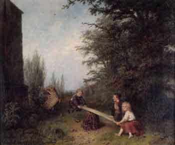 Children playing on a see-saw by 
																	Jan Fabius
