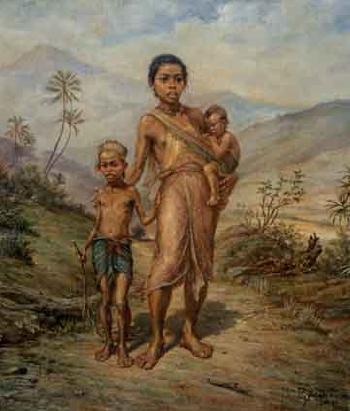 Javanese woman with children by 
																	Johan van Aerschot