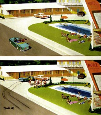 Lovelies lounging around the pool provide a motel's best advertising by 
																	Thornton Utz