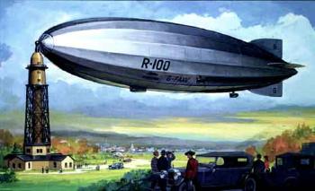 R-100 dirigible arriving in Canada, attached to mooring post by 
																	 Eidson