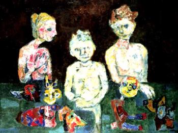 Three children with toys by 
																	Otto Axer