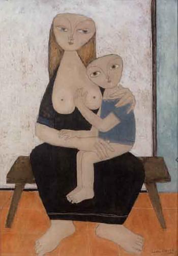 Mother and child by 
																	Michel Lablais