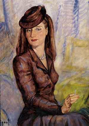 Portrait of woman with hat by 
																	Guido Fulignot