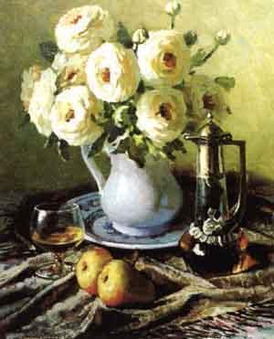 Still life with flowers and pears by 
																	Evgueni Balakchine