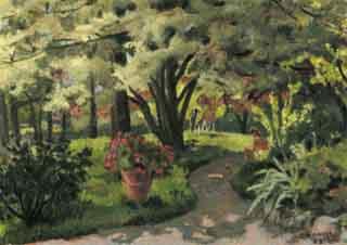 Park landscape with figures by 
																	Germaine Hainard-Roten
