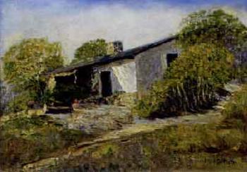 Country scene with old house by 
																	Minnie Hollis Haltom