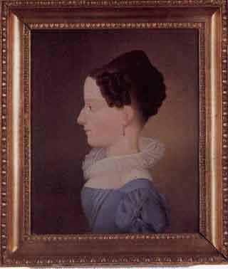 Profile portrait of the young Dorothea Melchior by 
																	Peder Faxoe