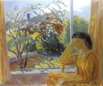 Woman by window by 
																	Ole Maehle