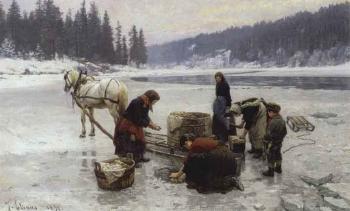 Washing clothes on the ice by 
																	Jahn Ekenaes