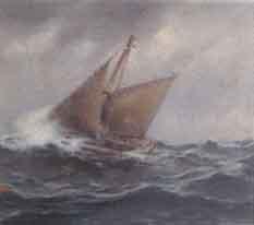Seascape with sailing vessel by 
																	Arvid Magnus Ahlberg