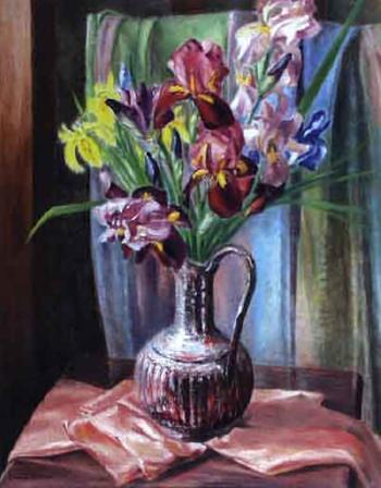Iris with copper by 
																	Dorothy Ochtman