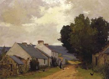 Cottages on a country lane, County Down by 
																	Hans Iten