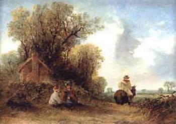 Landscape with two figures seated. Landscape with figures and horse by 
																			Thomas T J Frowd