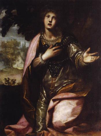 Saint Ursula kneeling down by 
																	Giovanni Battista Paggi