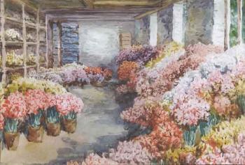 Tulip packing shed at Messrs Wheadon, La Couture, Guernsey by 
																	William John Caparne
