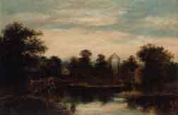 River landscape with ruins beyond by 
																	Charles Edwardson