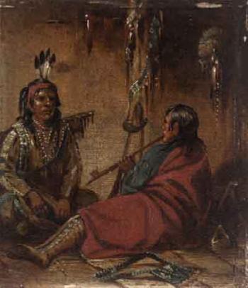 Interior of wigwam by 
																			John Mix Stanley