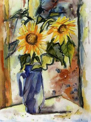 Sunflowers in a vase by 
																	Adolf A Osterider