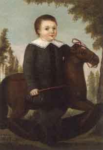 Boy with rocking horse by 
																	Johann Volser