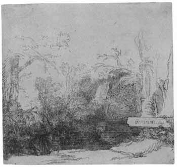 Punt under trees by 
																	Rembrandt Harmensz van Rijn