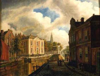 View of town in Holland by 
																	August Wynantsz