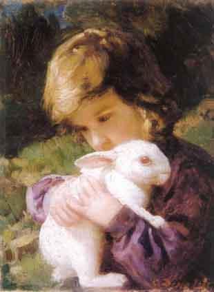 Garcon au lapin by 
																	Olga della vos Kardovskaia