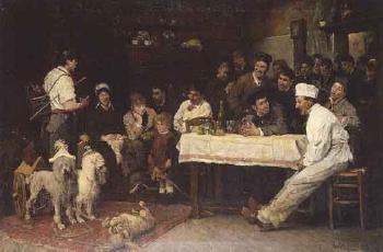 Performing dogs by 
																	Fritz von Uhde