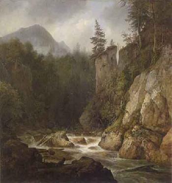 Mountain landscape with river by 
																	Christian Ezdorf