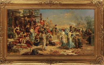 Cleopatra's feast in honour of Caesar by 
																	Emanuel Oberhauser
