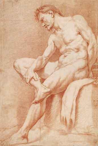Male nude study by 
																	Jacques Saint-Ours